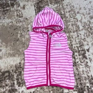 NORTH FACE zip up pink hooded fleece girl 12-18M vest